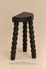 Wooden Semi-Circle Black Beaded Stool