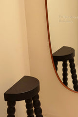 Wooden Semi-Circle Black Beaded Stool