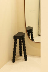 Wooden Semi-Circle Black Beaded Stool