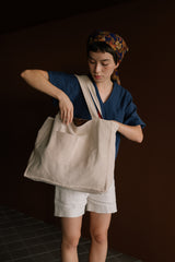 Reversible Box Tote - Batik/Solid