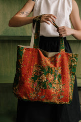 Reversible Box Tote - Batik/Solid