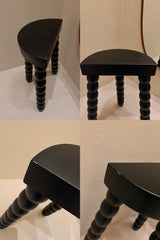 Wooden Semi-Circle Black Beaded Stool