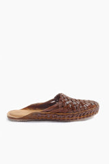 Puspak Woven Slides - Oiled Dark Brown Leather - Our Barehands
